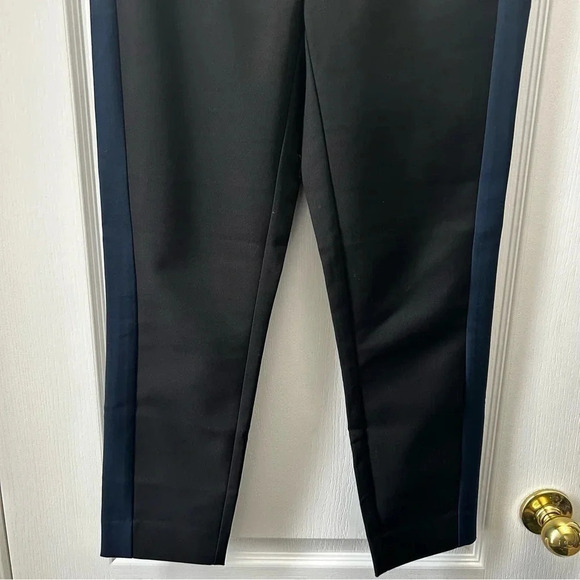Rickis Ankle Cropped Slim Fit Pants Black Navy Blue Tuxedo Side Stripe Size 2 - Picture 8 of 15